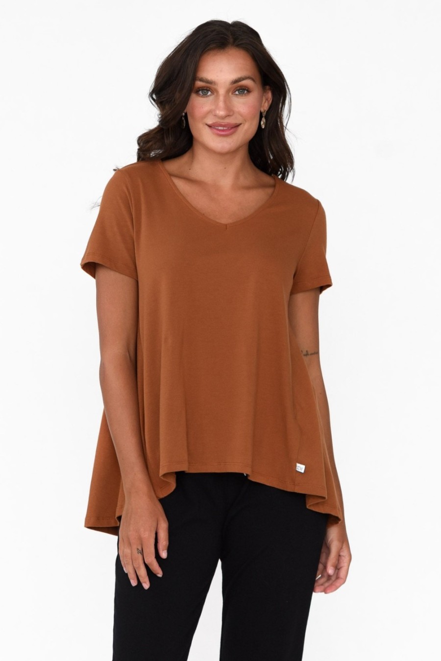 Clothing One Ten Willow Cotton Tops | Montreal Rust Cotton Tee