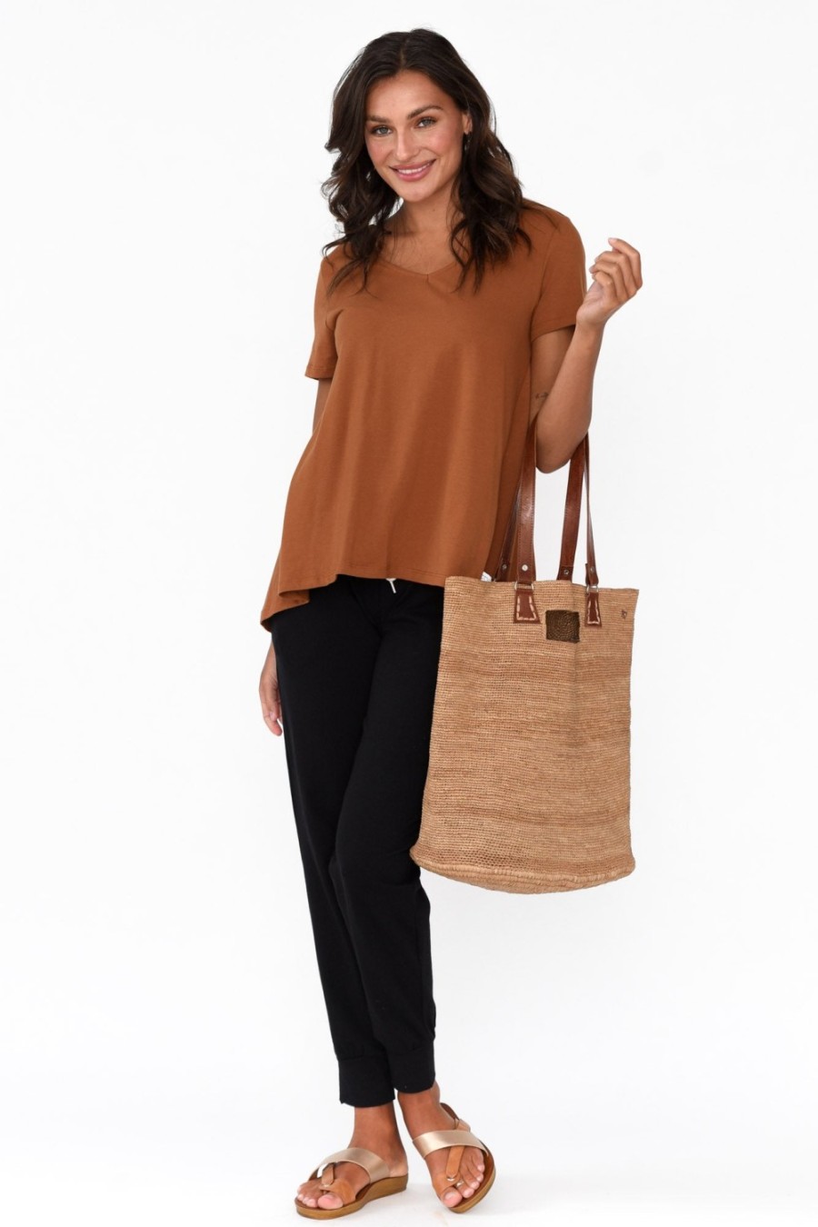 Clothing One Ten Willow Cotton Tops | Montreal Rust Cotton Tee