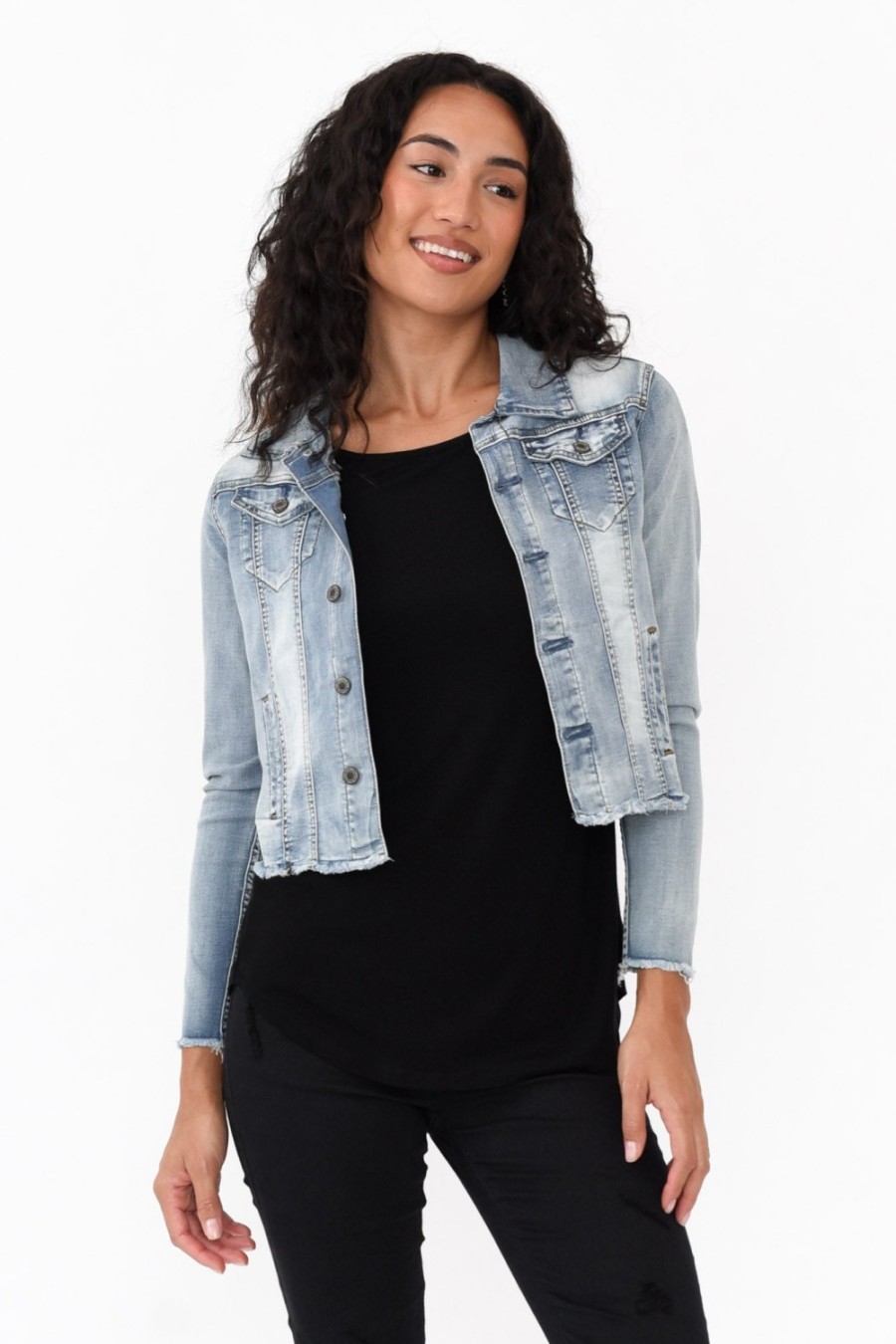 Clothing PQ Jackets | Light Denim Stretch Jacket