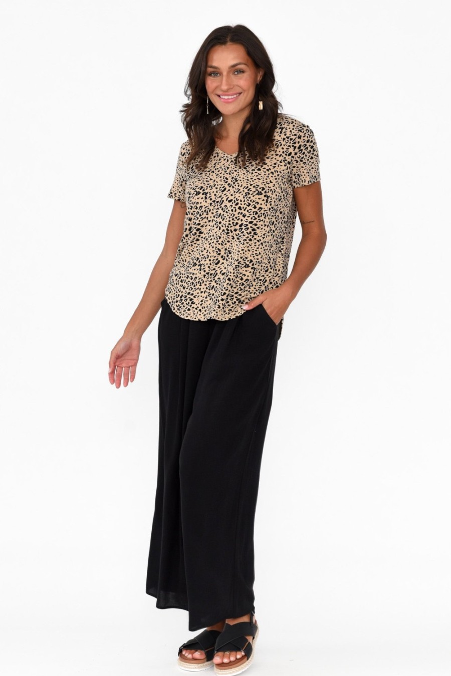 Clothing Lou Lou Sleeved Tops | Veronica Leopard Bamboo Tee