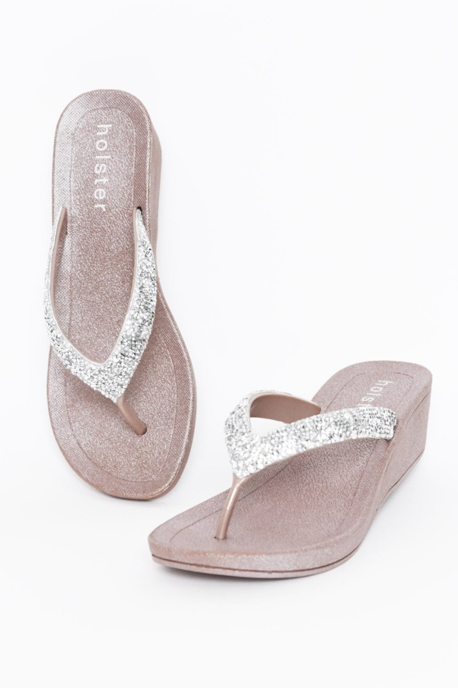 Shoes Holster Heeled Sandals | Alora Champagne Diamante Wedge