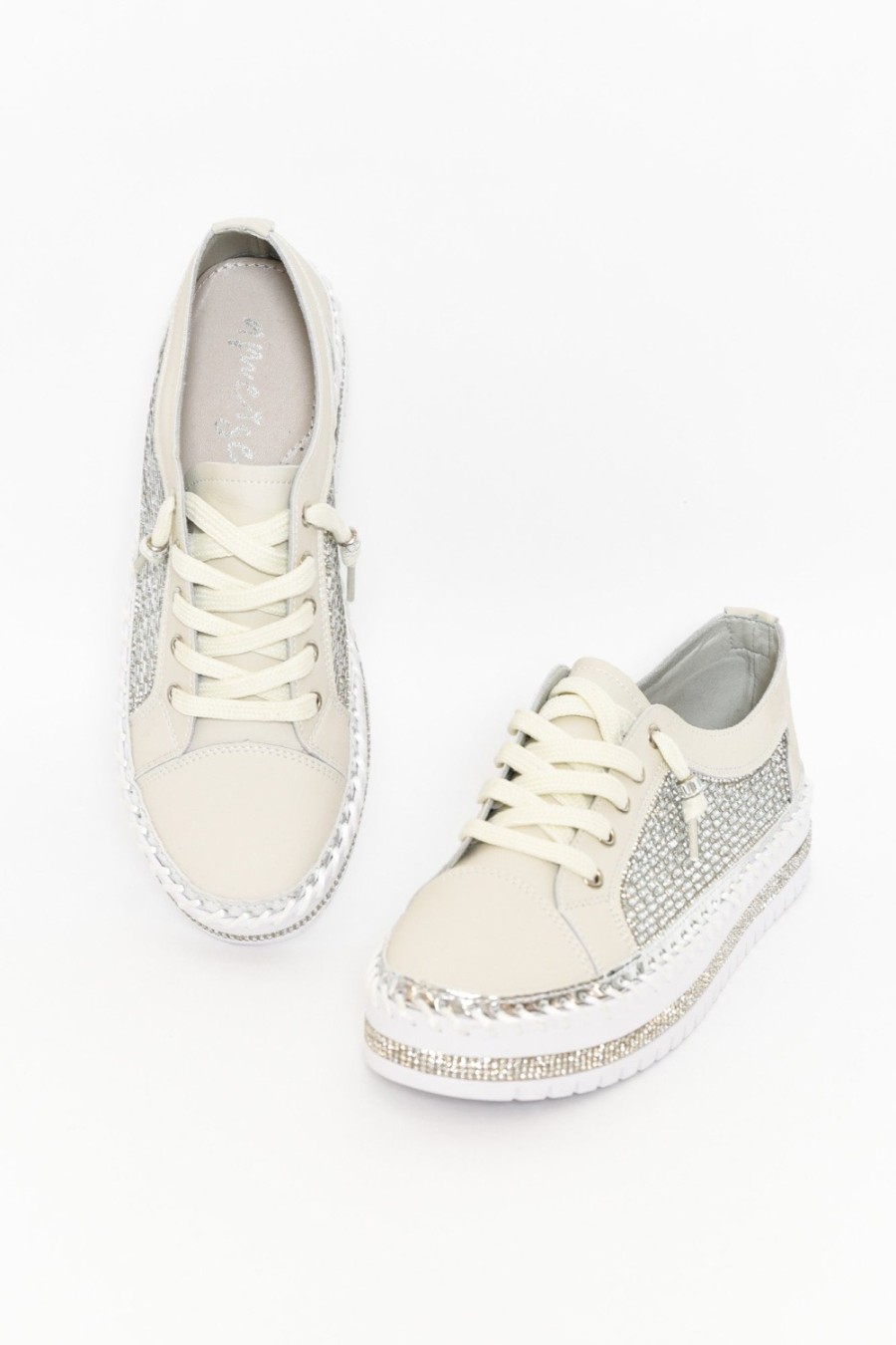 Shoes Ameise Leather Sneakers | Show Stone Leather Diamante Sneaker