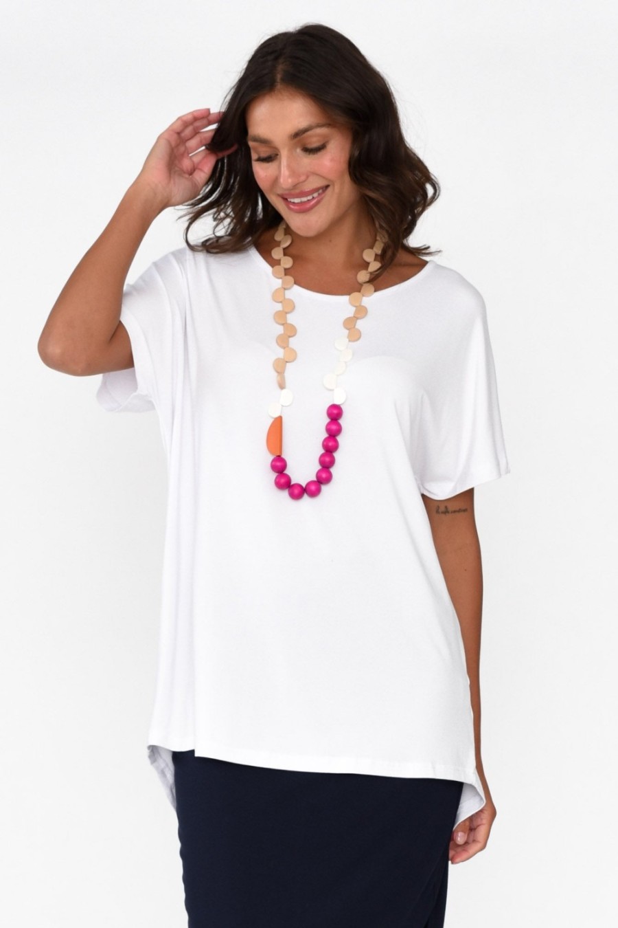 Clothing Pq Sleeved Tops | Danya White Bamboo Top