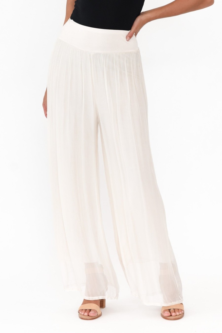 Clothing La Strada Pants | Laurier Ivory Silk Wide Leg Pant