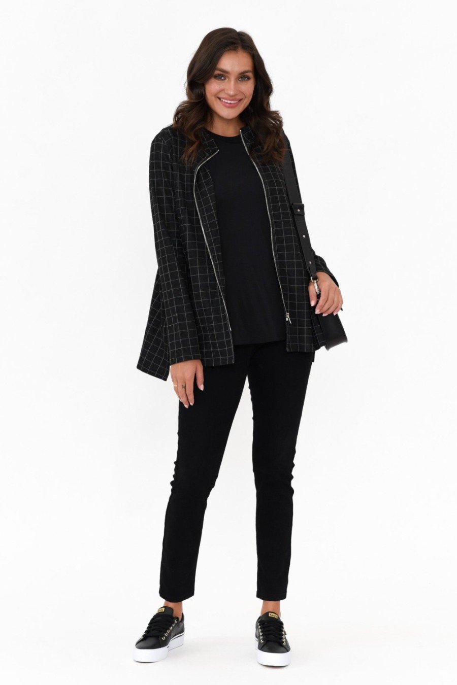 Clothing Clarity Jackets | Derby Black Check Zip Jacket