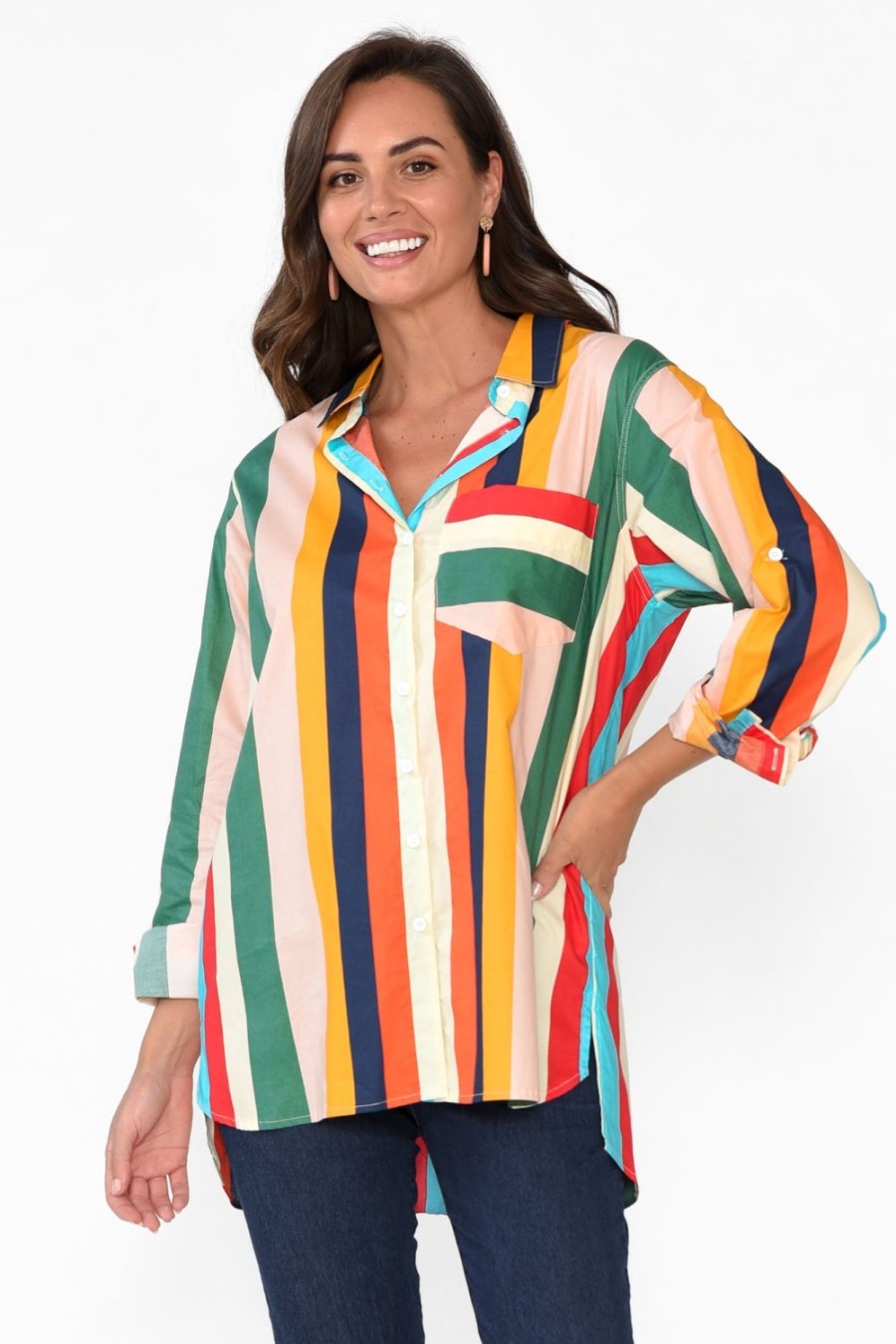 Clothing Soul Sparrow Cotton Tops | Lenka Multi Stripe Cotton Shirt