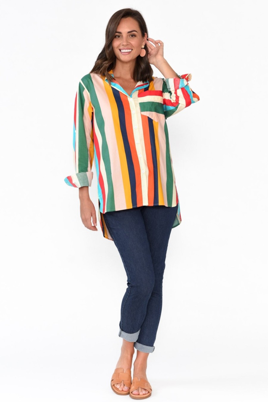 Clothing Soul Sparrow Cotton Tops | Lenka Multi Stripe Cotton Shirt