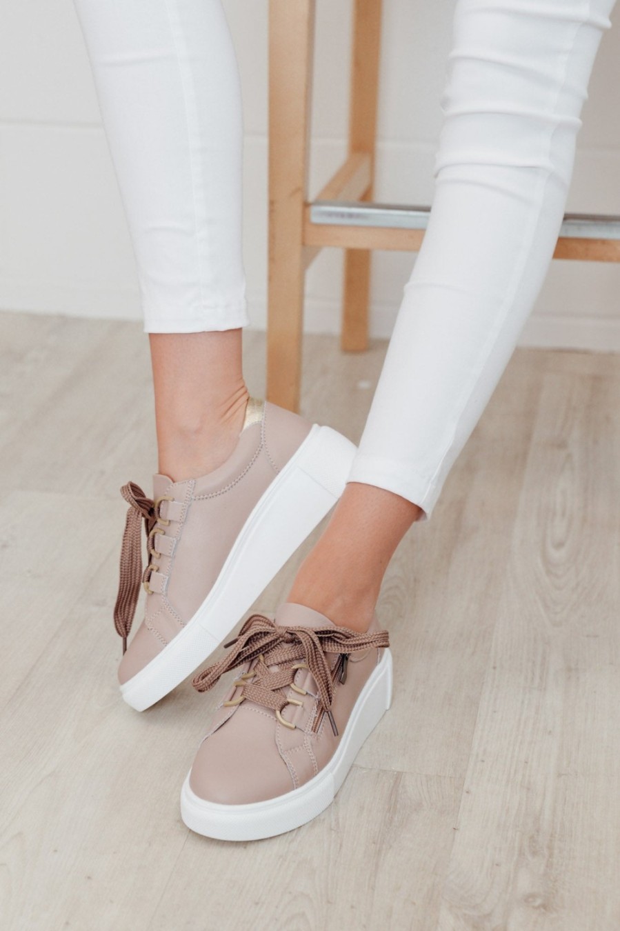 Shoes Bay Lane Leather Sneakers | Luxe Nude Leather Sneaker