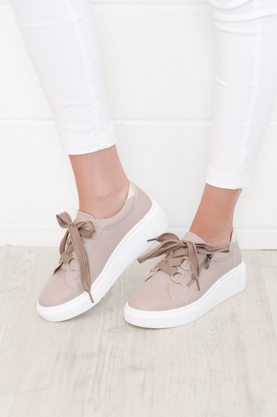 Shoes Bay Lane Leather Sneakers | Luxe Nude Leather Sneaker