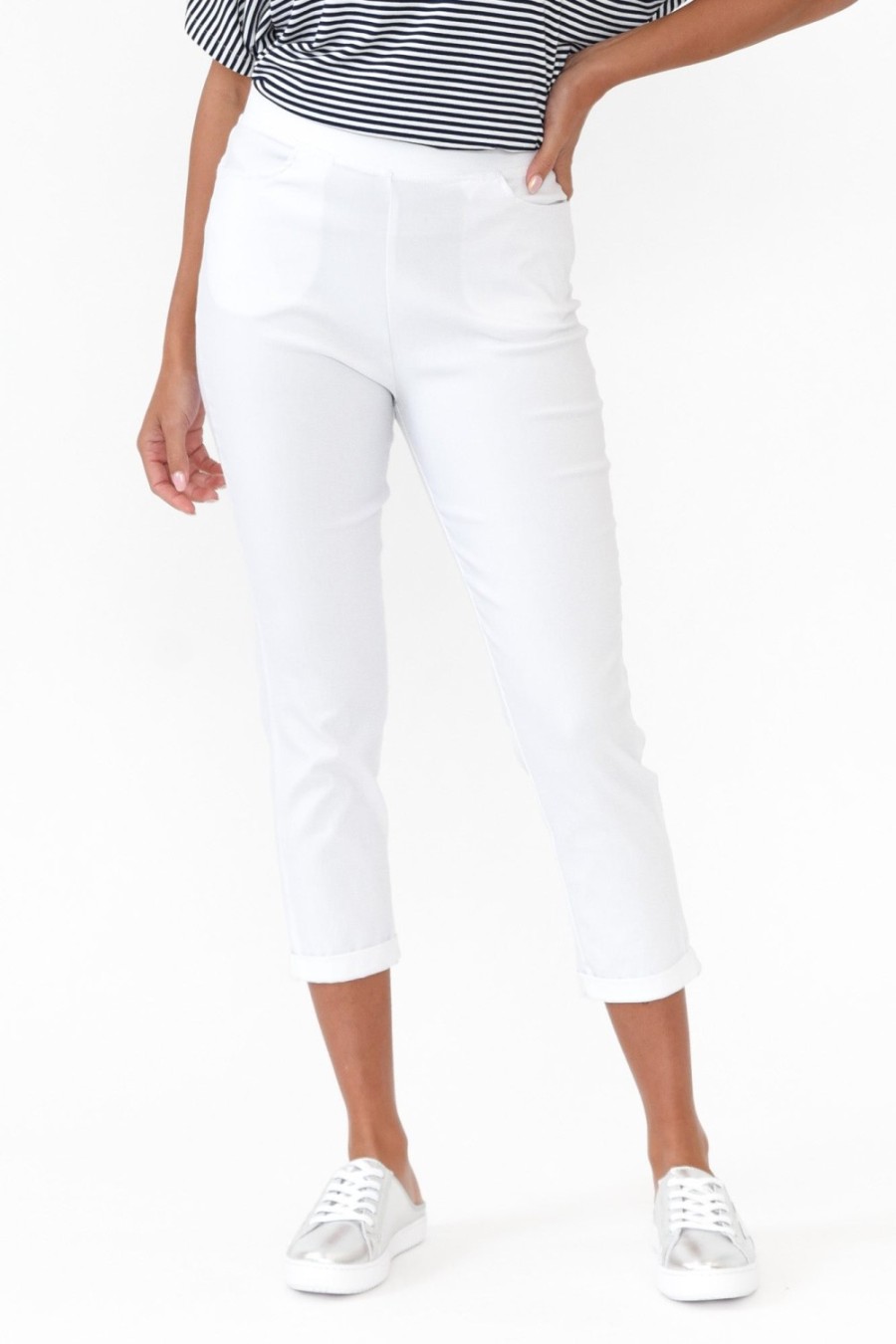 Clothing Willow Tree Pants | Jensen White Cotton Stretch Pant