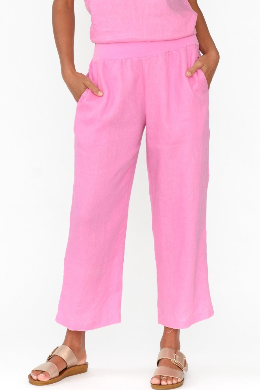 Clothing Gordon Smith Pants | Griffin Pink Linen Wide Leg Pant