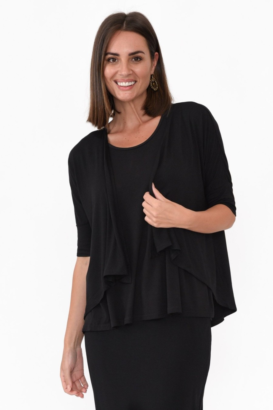 Clothing Bamboo Body Cardigans | Opal Black Bamboo Cardigan