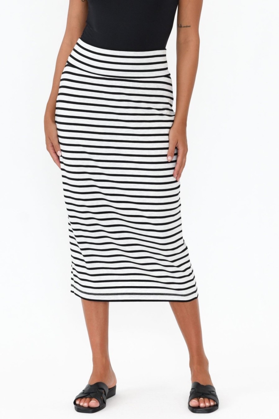 Clothing Lou Lou Skirts | Grey Stripe Bamboo Maxi Tube Skirt