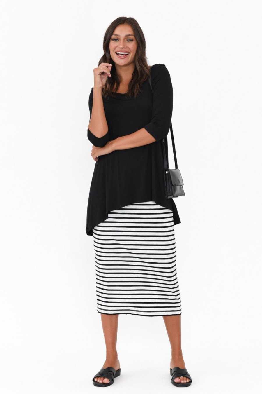 Clothing Lou Lou Skirts | Grey Stripe Bamboo Maxi Tube Skirt