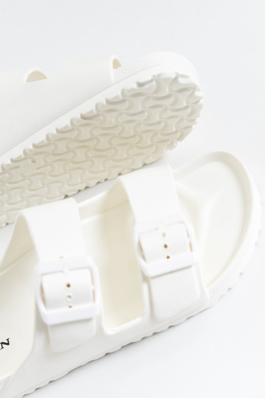 Shoes Human Shoes Slides | Ripe White Buckle Slide