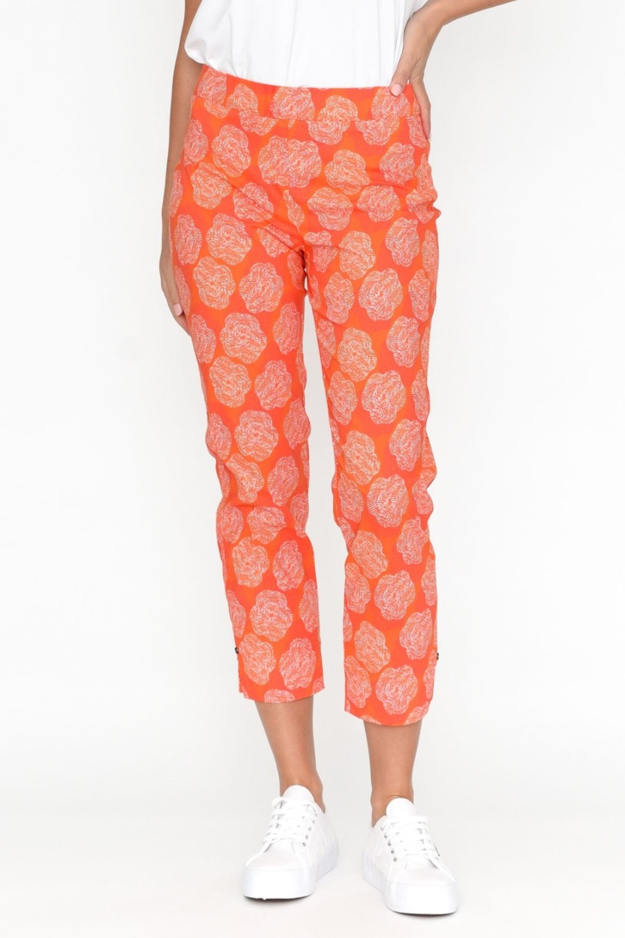 Clothing Foil Pants | Demi Orange Spot Cotton Blend Pant