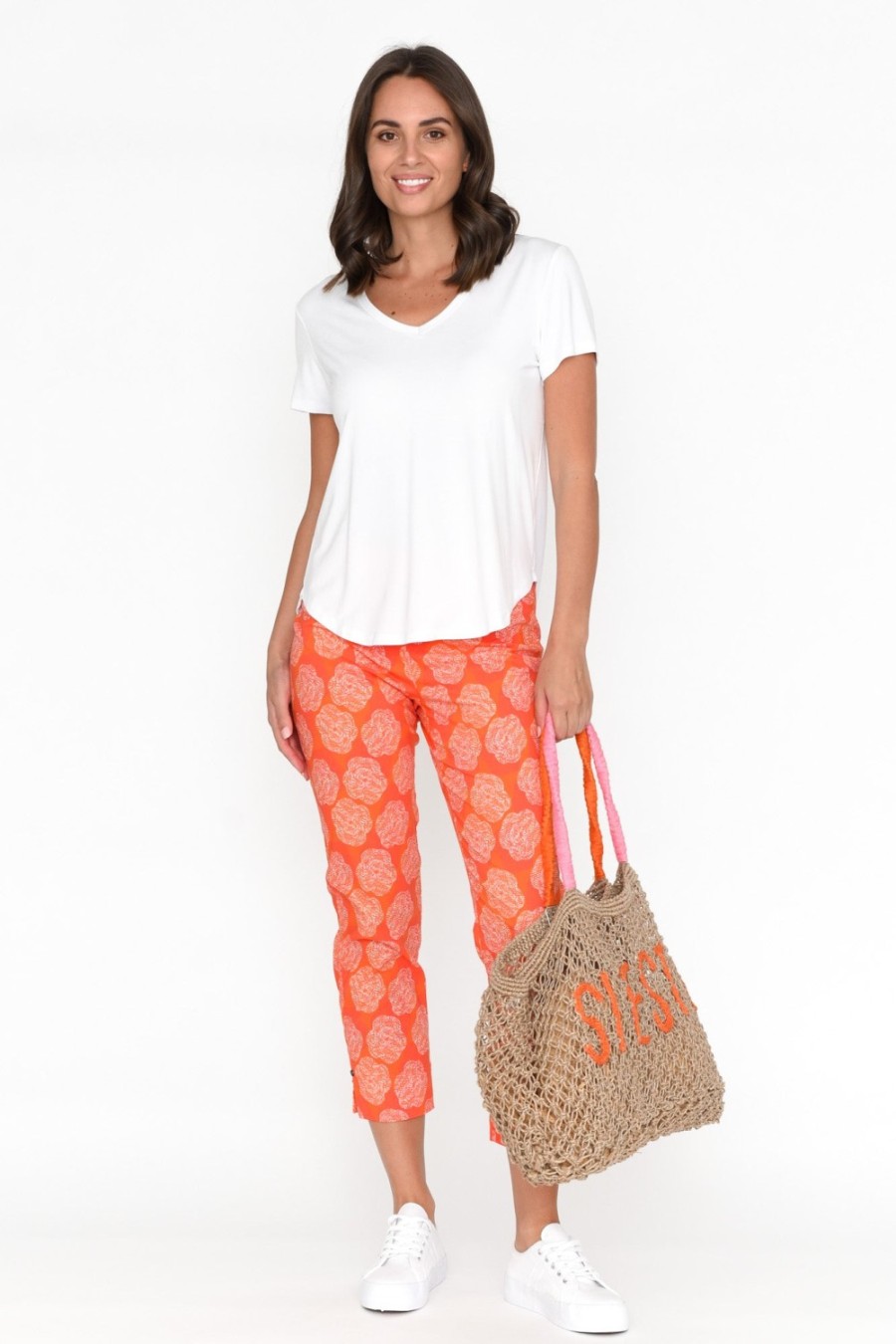 Clothing Foil Pants | Demi Orange Spot Cotton Blend Pant