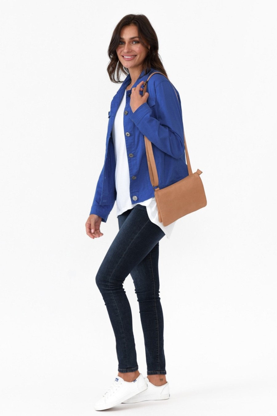 Clothing Cali and Co Jackets | Florida Cobalt Cotton Stretch Jacket