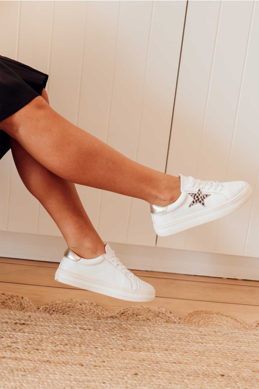 Shoes Alfie and Evie White Sneakers | Pixie Star White Leopard Leather Sneaker