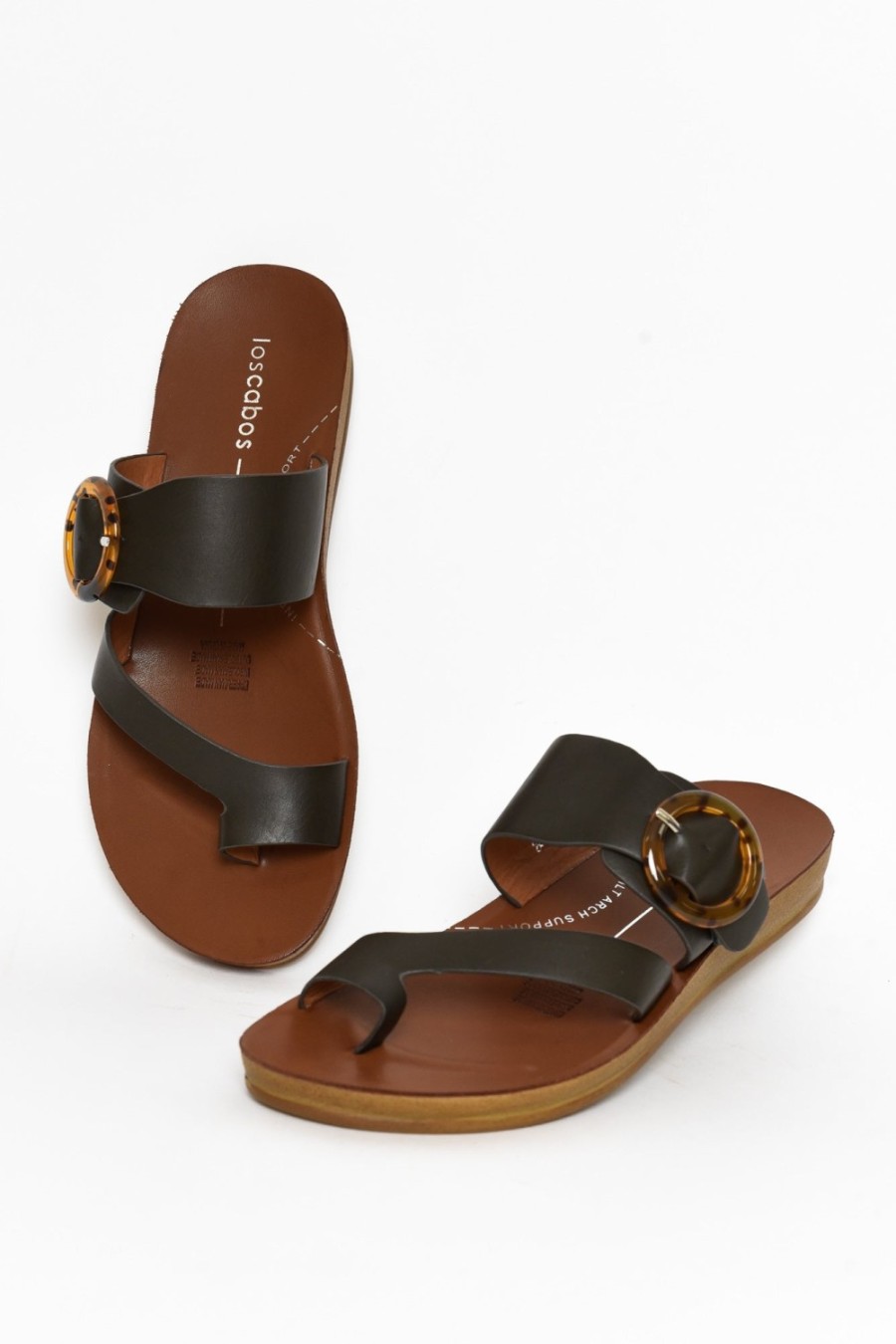 Shoes Los Cabos Slides | Dotsie Black Resin Buckle Slide