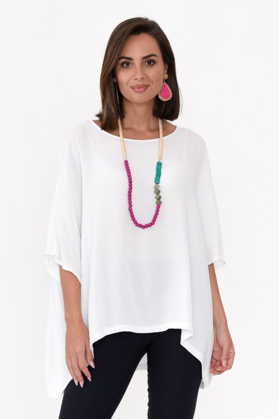 Clothing Slate the Label Sleeved Tops | Mali White Drape Top