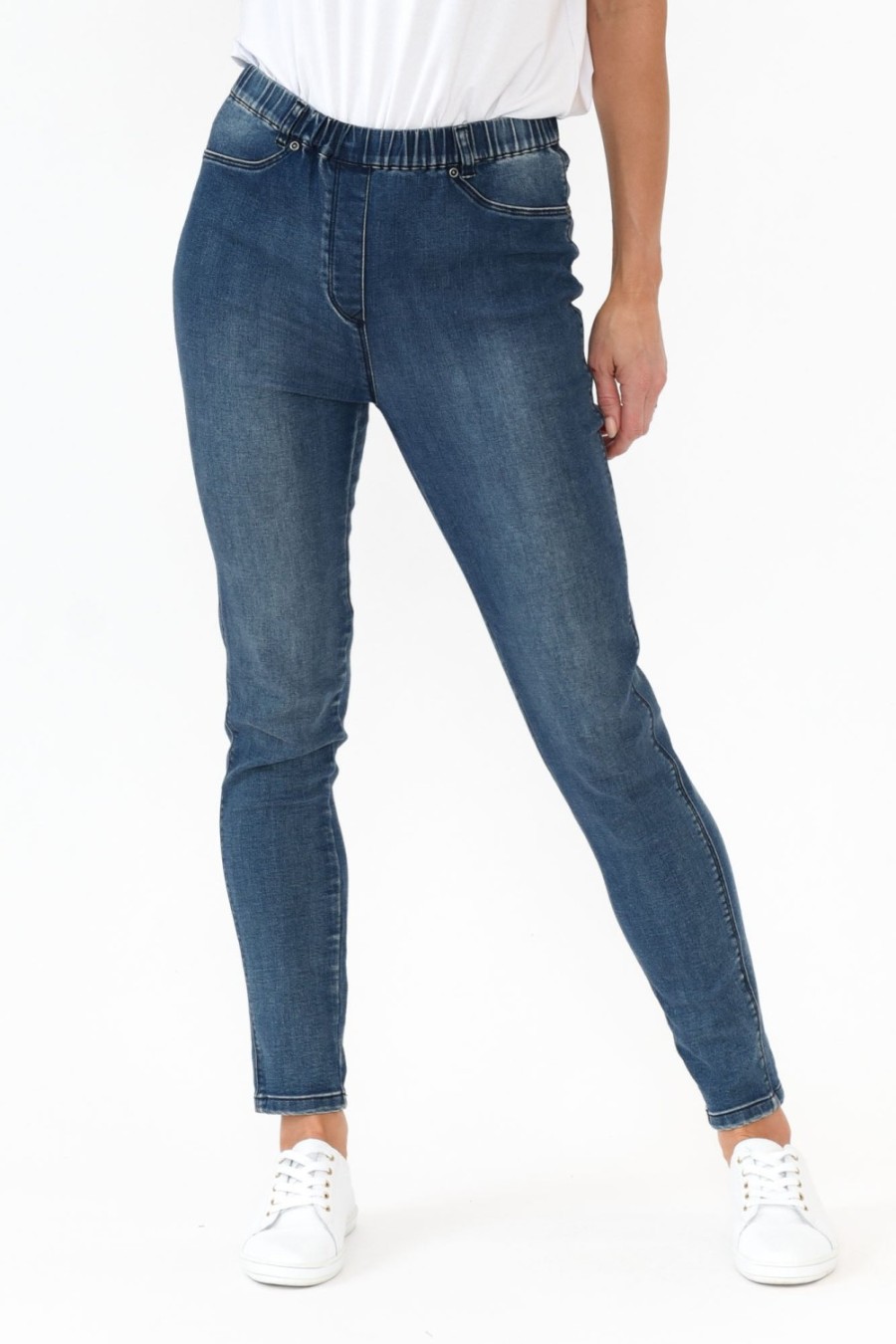 Clothing Cafe Latte Jeans | Courtney Dark Denim Stretch Jean