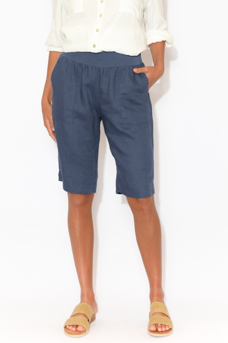 Clothing Gordon Smith Shorts | Aster Indigo Linen Short