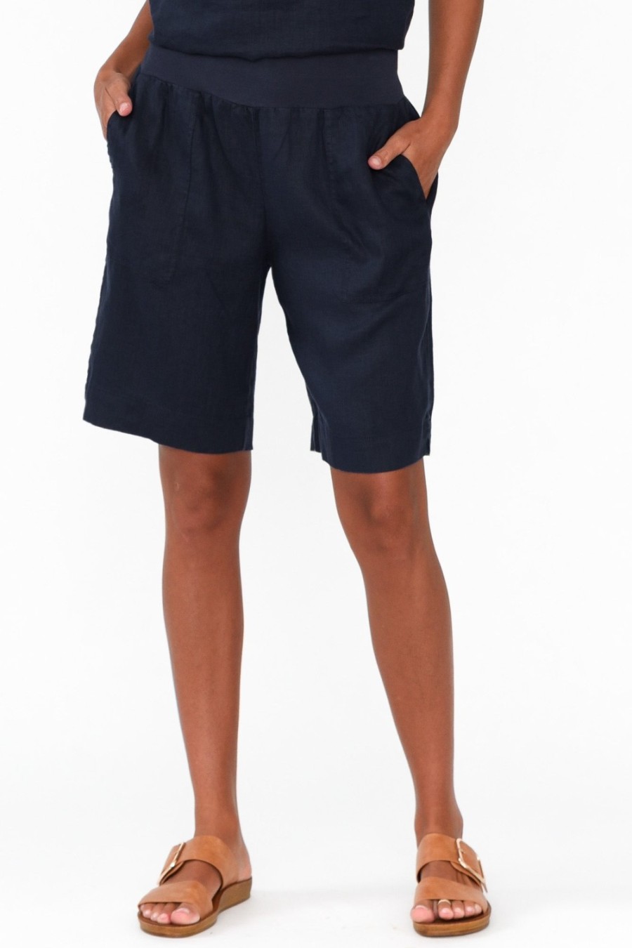 Clothing Gordon Smith Shorts | Aster Navy Linen Short