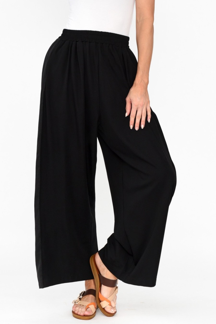 Clothing Tirelli Pants | Aimee Black Side Panel Palazzo Pant