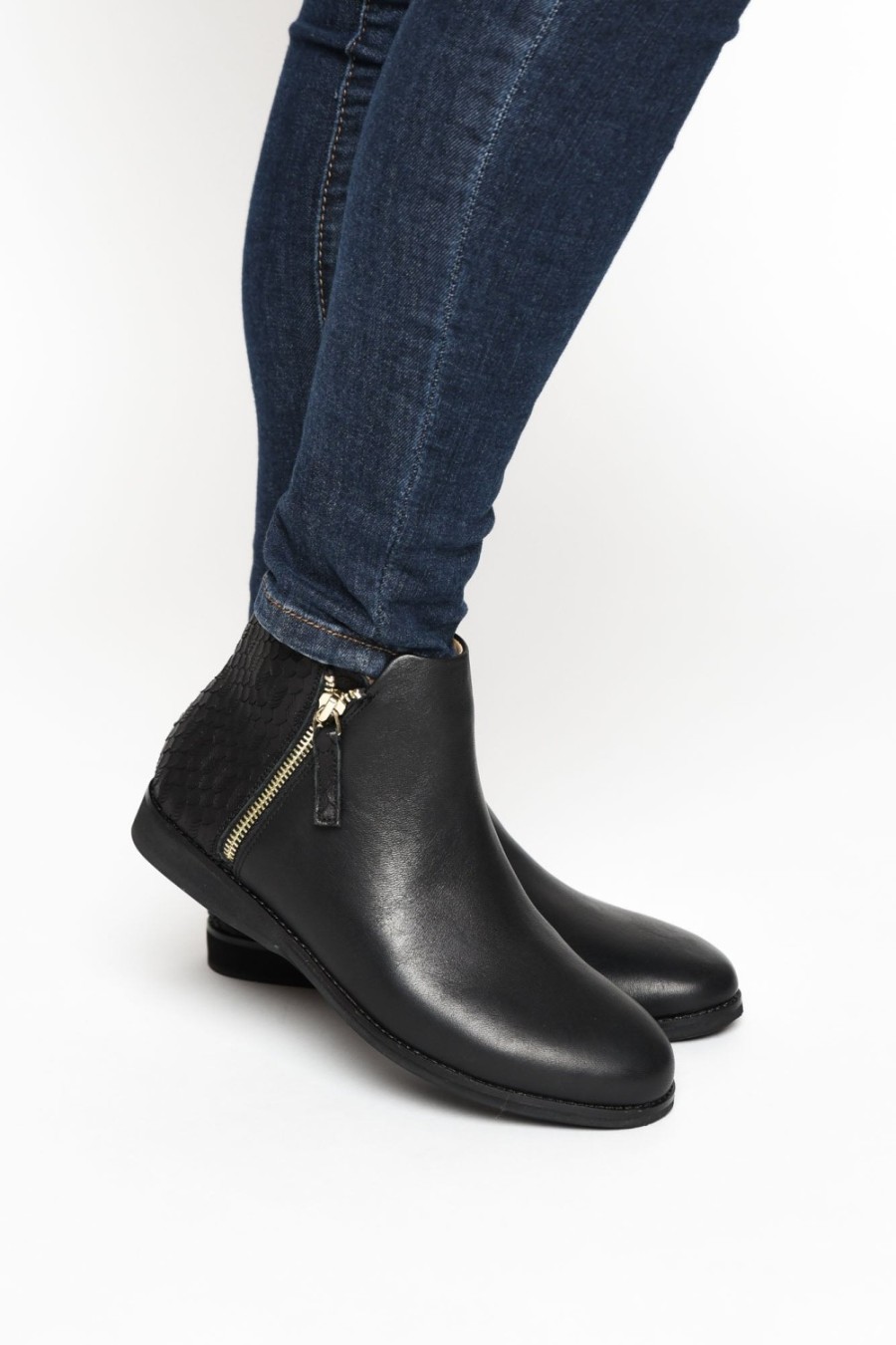 Shoes Rollie Nation | Sidezip Black Leather Ankle Boot